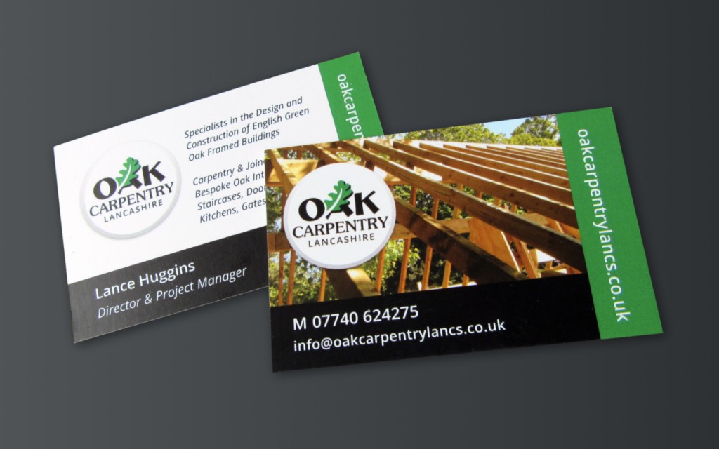 Oak Carpentry Business Card, Print Design, Orangebox Digital, Lancs